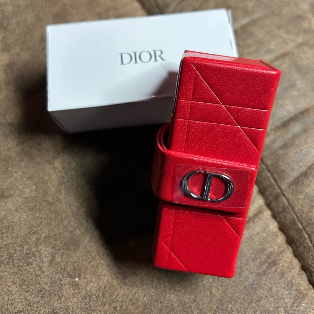Dior Red Quilted Leather Lipstick Holder NWOT